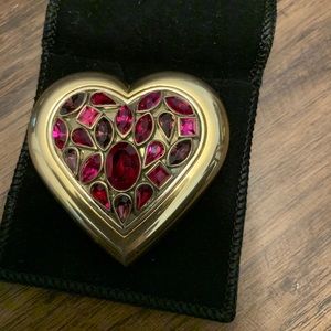 Red gemstone jewel heart YSL compact